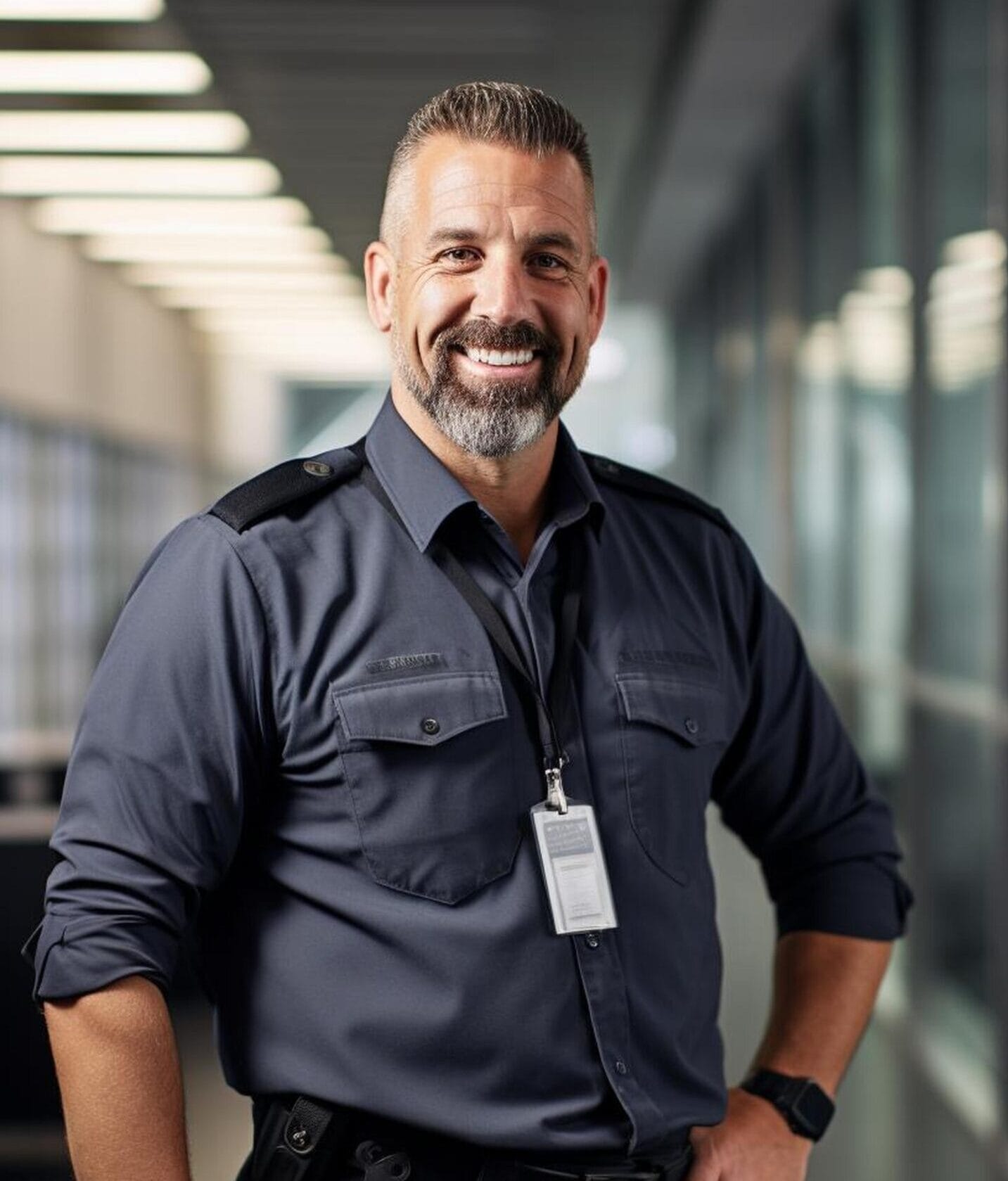man-police-uniform-standing-hallway